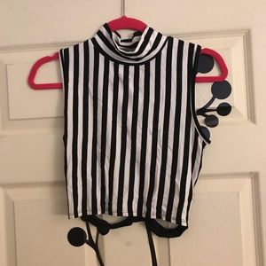 Black and white striped crop top